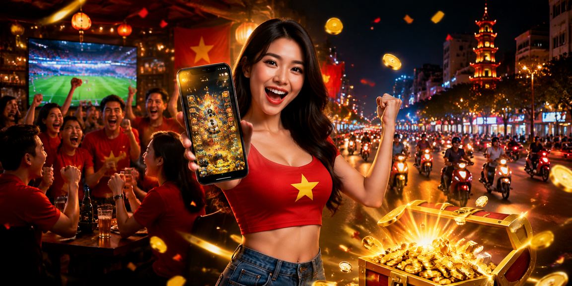 Màn hình điện thoại hiển thị giao diện casino trực tuyến trong ánh đèn neon tại Hà Nội